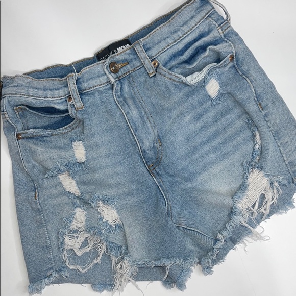 Fashion Nova Pants - Fashion Nova Light Blue Distressed Jean Shorts Women's size 27